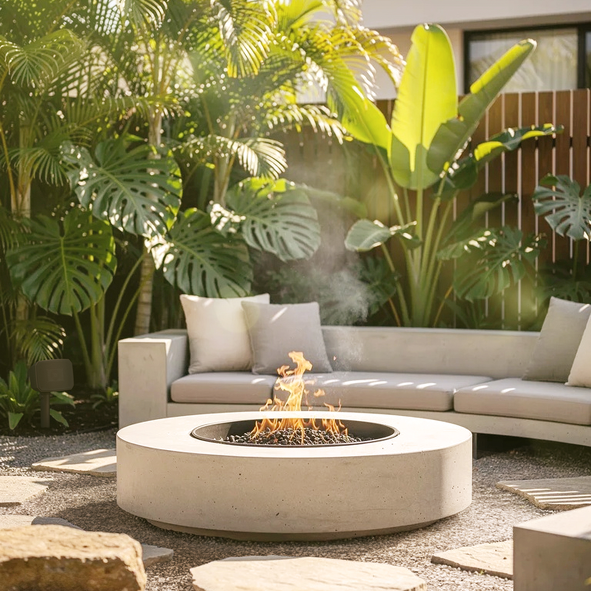 Klipsch Courtyard System in luxurious outdoor lounge space 2000x2000