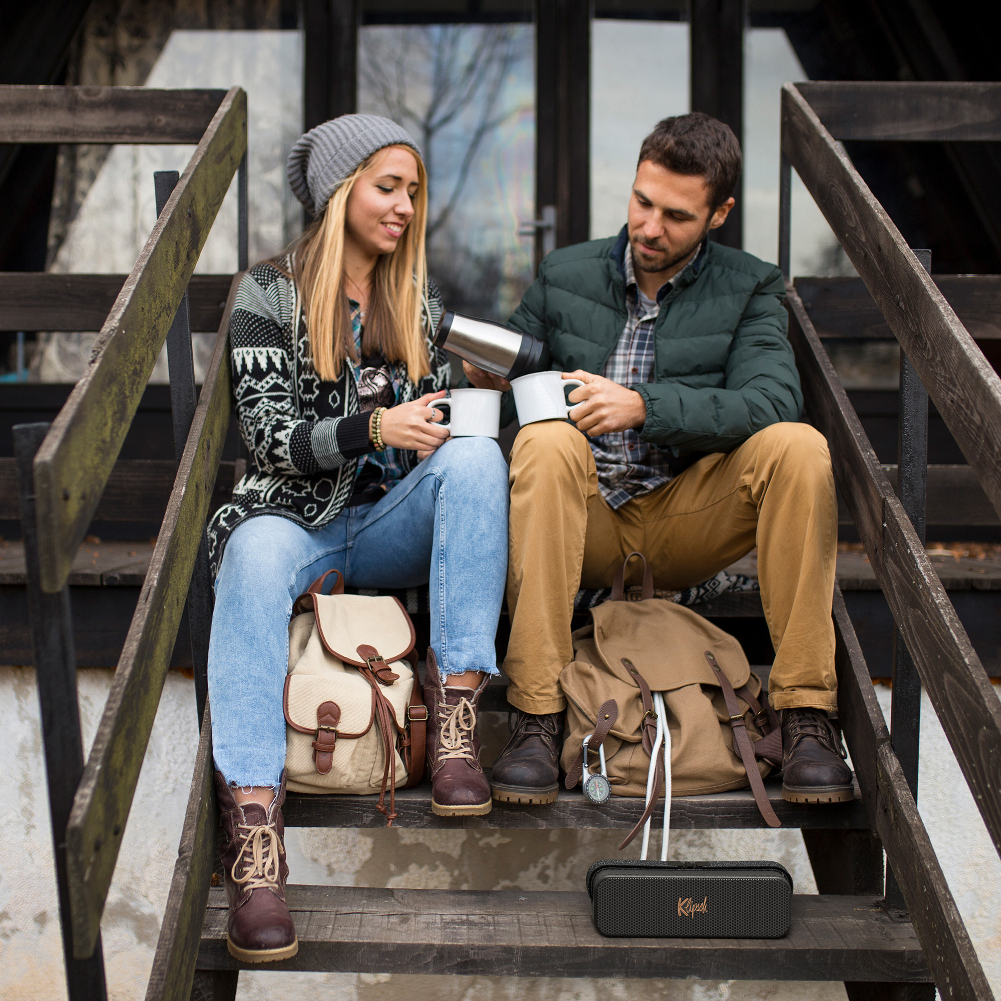 Klipsch Detroit on cabin steps 2000x2000