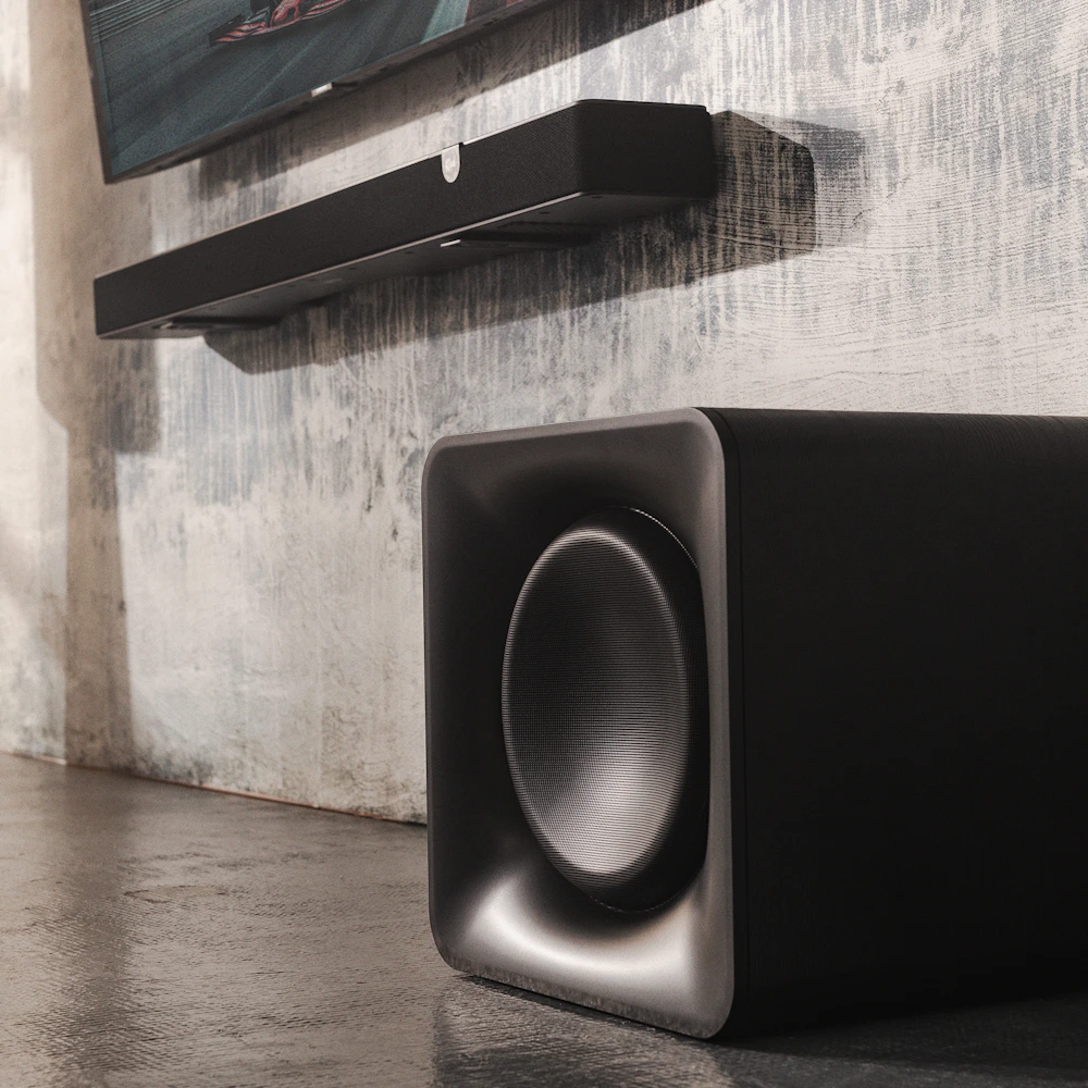 Klipsch Flexus CORE 210 in modern loft under tv 2000x2000