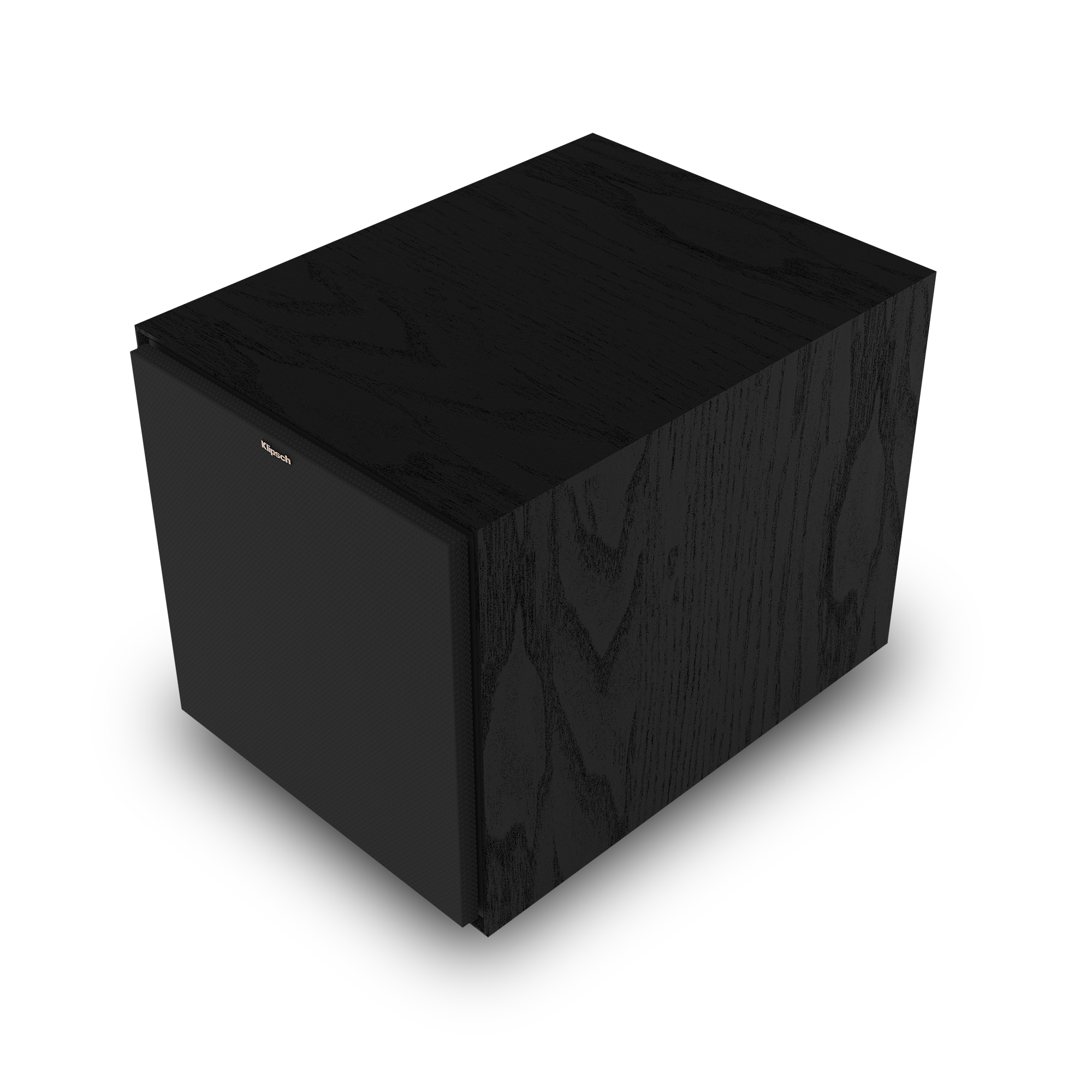 Klipsch R 101 SW Subwoofer with grille on at an angle 2