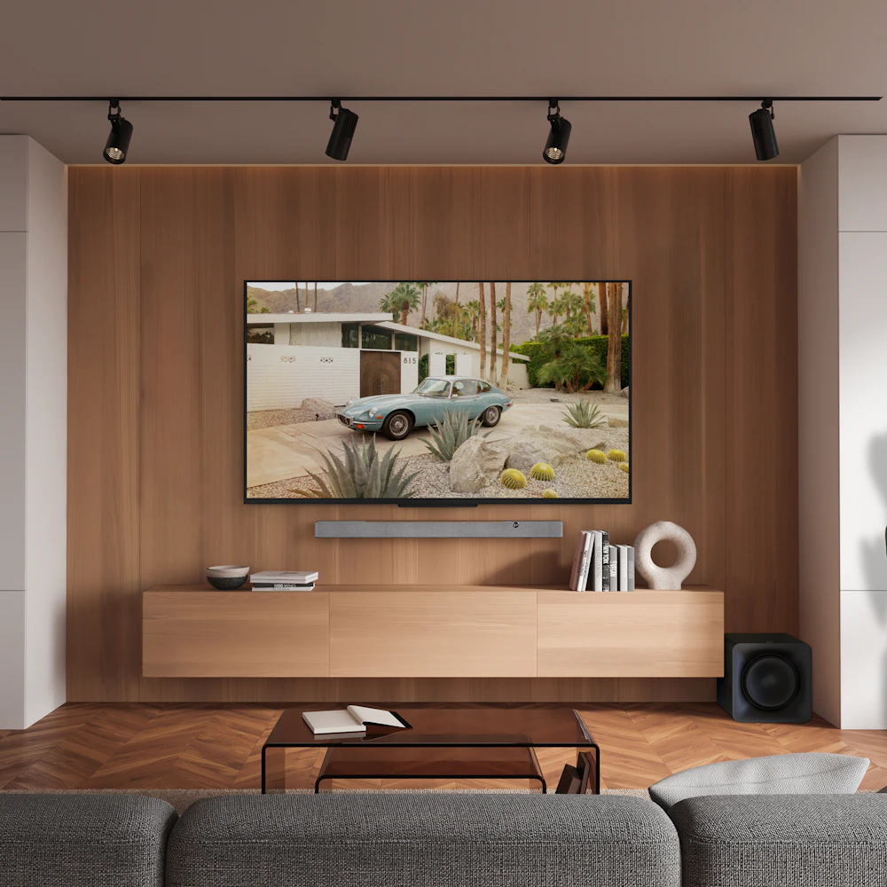 Klipsch Flexus CORE 200 WN SUB 100 in big modern living room 2000x2000