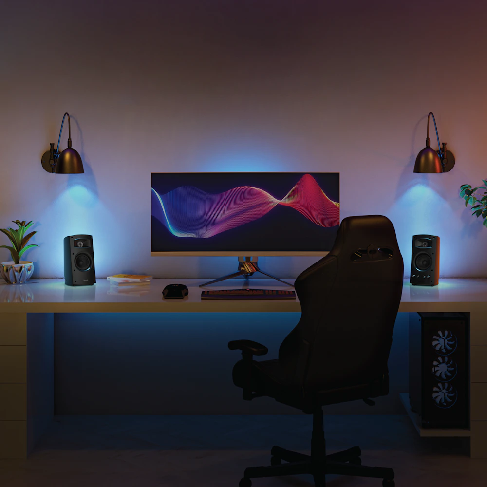 Promedia 2 0 Computer Speakers on a desk