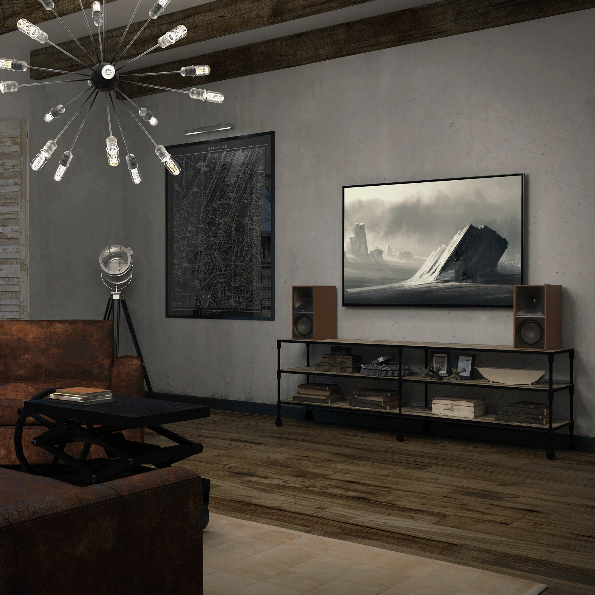 The Nines Walnut Industrial Living Room 2000x2000