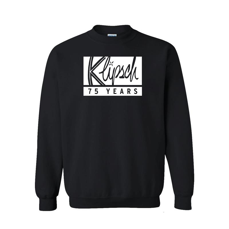 Klipsch 75th anniversary black crewneck sweatshirt